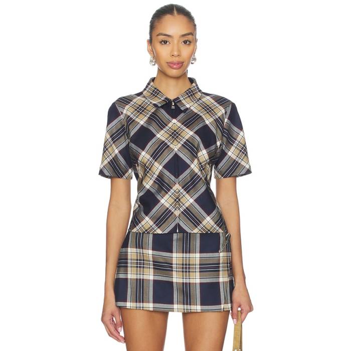 一こま Frame 【 X Amelia Gray Checkmate Top Women Navy Multi 】 gray 薄墨色・薄墨色・薄墨色 レディース 紺色 米国海軍