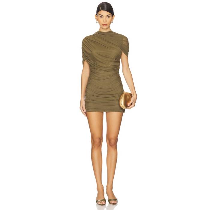 アマンダアプリチャード Amanda Uprichard 【 Evianna Dress Women Olive 】 お召しもの レディース olive オリーブ ドレス-レディースファッション