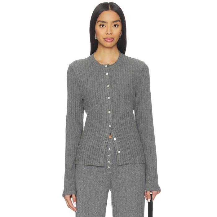 Donni. 【 The Sweater Rib Cardi Women Charcoal Grey 】 調教師 レディース 濃灰色 薄墨色 薄墨色