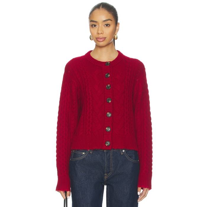 Re/Done 【 Cable Cardigan Women Rosso 】 ジレー レディース