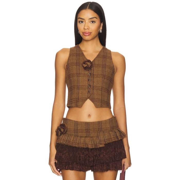 Zemeta 【 Rosette Wool Vest Women Brown 】 ベスト レディース 茶色 ブラウン｜スニケス
