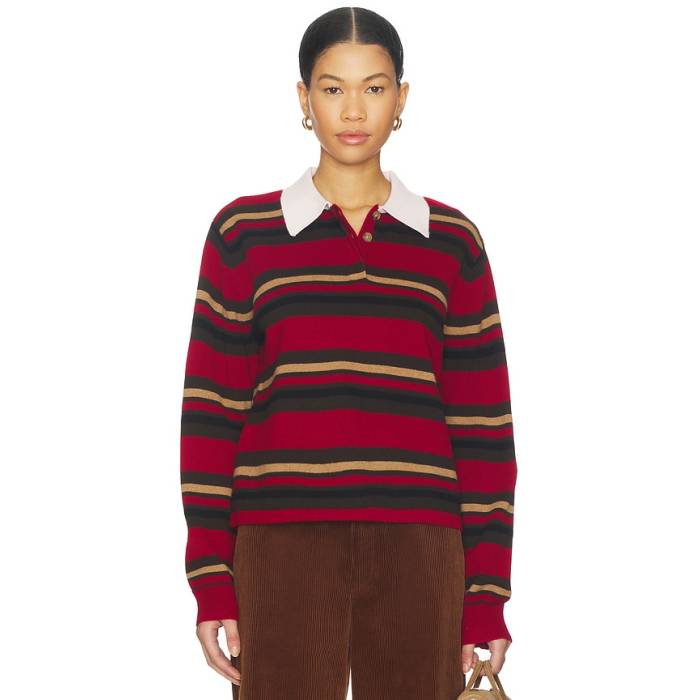 Guest In Residence 【 Cropped Stripe Rugby Sweater Women Ruby Combo 】 Stripe ストライプ ラグビー トレーナー レディース|スニケス