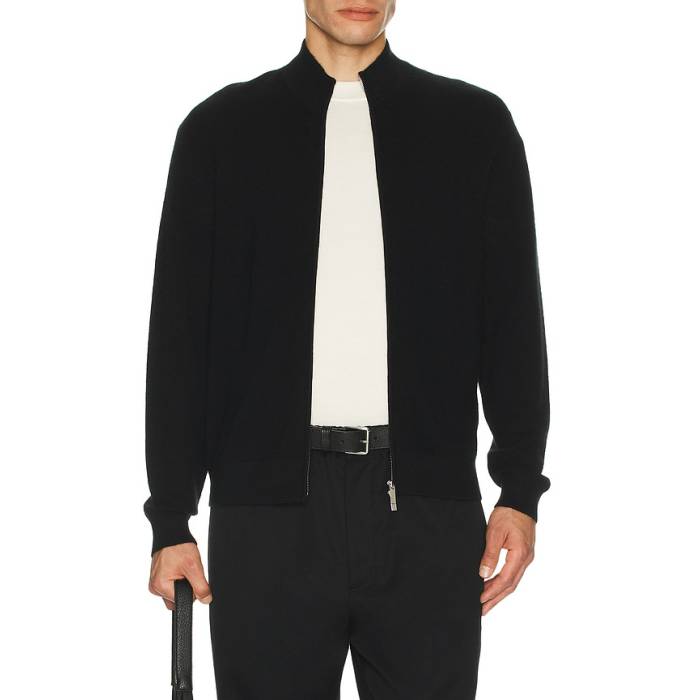 行動論理 Theory 【 Full Zip Cashmere Sweater Men Black 】 調教師 メンズ 黒いこと 黒いこと