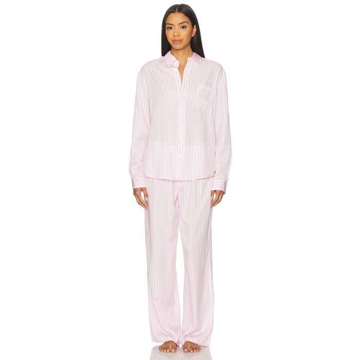 Homebodii 【 Adeline Stripe Lounge Set Women Pink \u0026Amp; White 】 Stripe 縞模様 レディース pink サクラ色 白いこと 白いこと