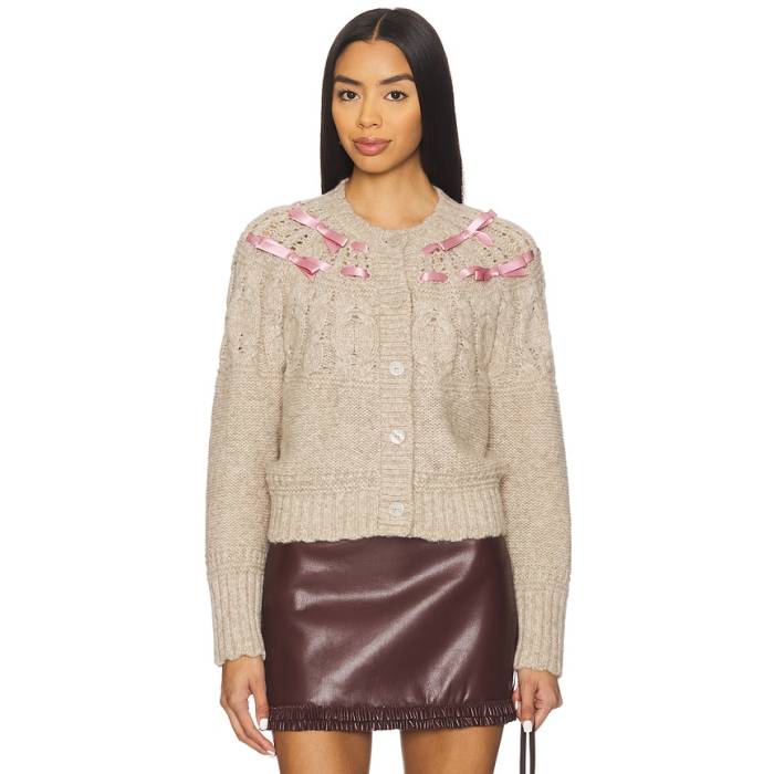 Loveshackfancy 【 Clementian Cardigan Women Oatmeal Melange 】 ジレー レディース