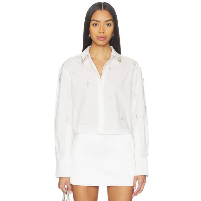 Simkhai 【 Renata Embellished Button Down Shirt Women White 】 落ちこむ レディース 白いこと 白いこと