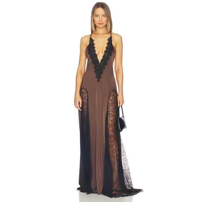 Awave Studio 【 Lace Maxi Dress Women Carob 】 御召しもの レディース