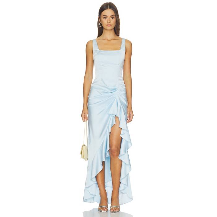 More To Come 【 Phoebe Ruffle Maxi Dress Women Baby Blue 】 お召しもの レディース 青み 青色