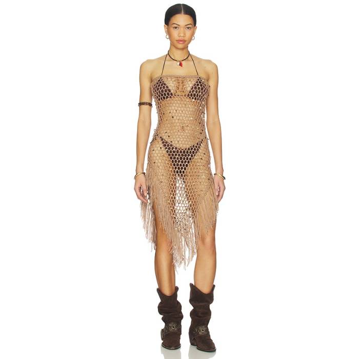 More To Come 【 Rami Fringe Strapless Dress Women Nude 】 お召しもの レディース