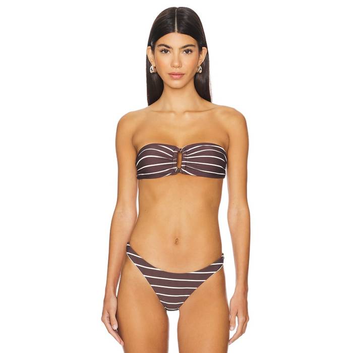 Anemos 【 Tortoise Bandeau Bikini Top Women Espresso \u0026Amp; Off-White Odd Stripes 】 レディース 象牙色