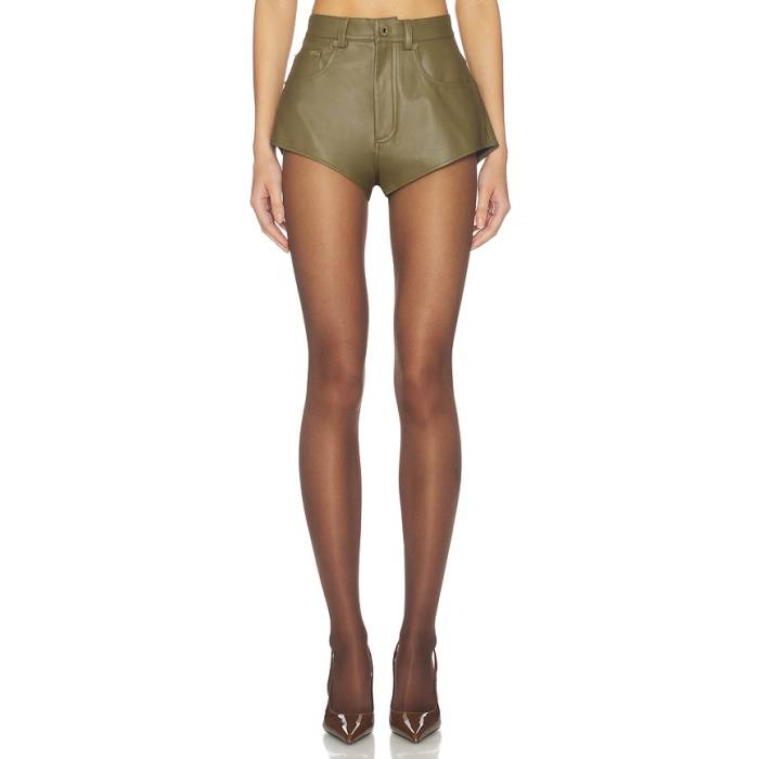 Lapointe 【 Stretch Faux Leather Mini Short Women Dark Olive 】 なめし革 レディース olive オリーブ