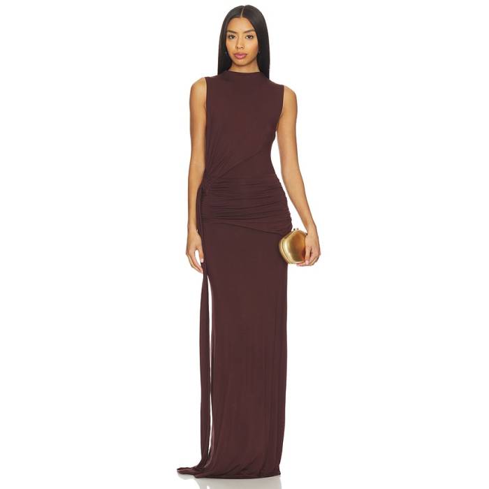 More To Come 【 Stacie Maxi Dress Women Dark Brown 】 御召しもの レディース 赤銅色 赤銅色