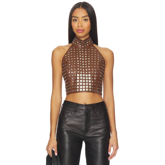 Understated Leather 【 Studded Top Women Brown 】 レディース 赤銅色 赤銅色