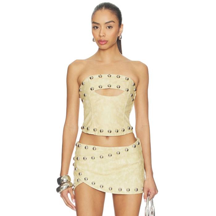 ジェイディッドロンドン Jaded London 【 Corset With Oversized Studs Women Beige 】 レディース ベージュ