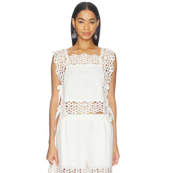 Sea 【 Leila Eyelet Sleeveless Top Women White 】 Sleeveless ノン衣袂 レディース 白いこと 白いこと
