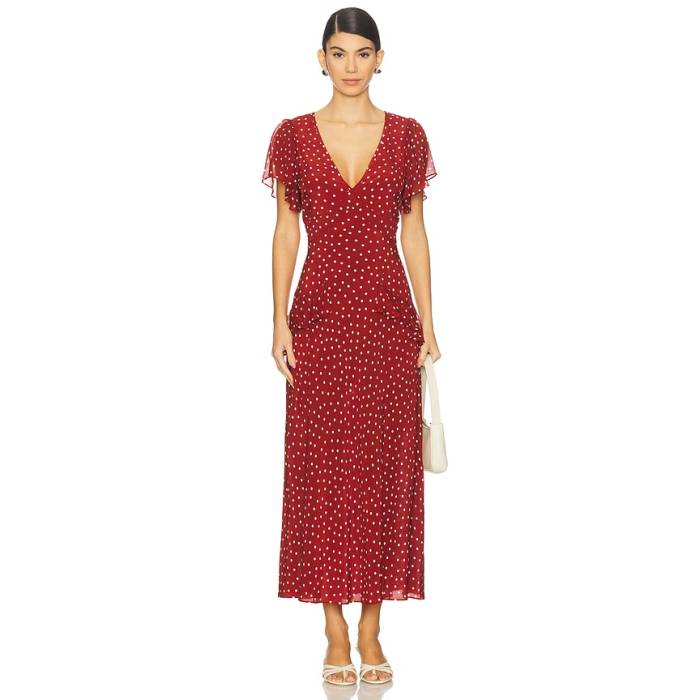 Rixo 【 Evie Dress Women Layla Dot Red 】 お召しもの レディース Red 赤・赤いこと