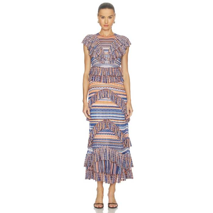 ウラ・ジョンソン Ulla Johnson 【 Raina Ruffle Knit Dress Women Sunset 】 編み物 お召しもの レディース