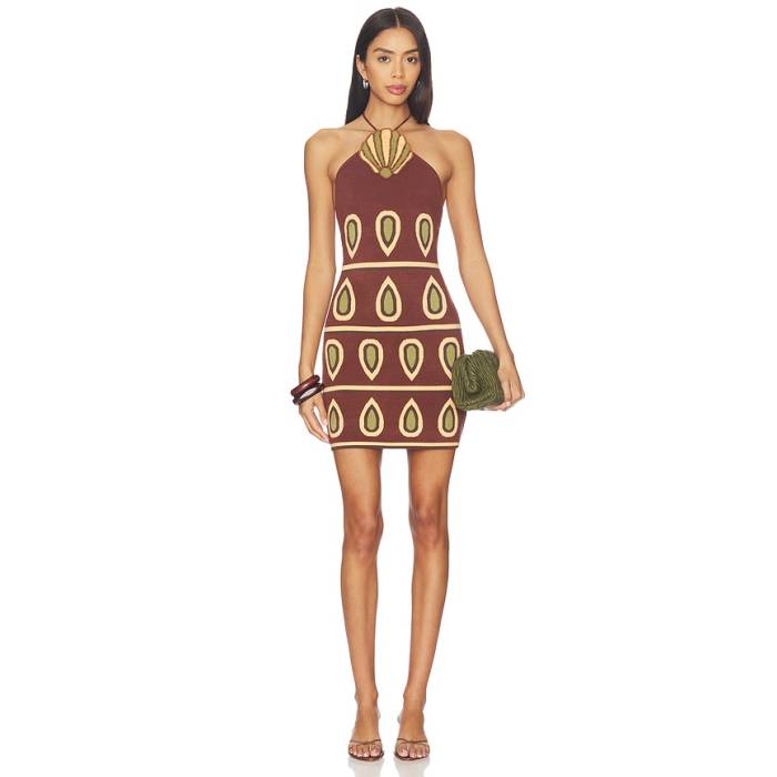The Wolf Gang 【 Concha Halter Mini Dress Women Chocolate 】 お召しもの レディース