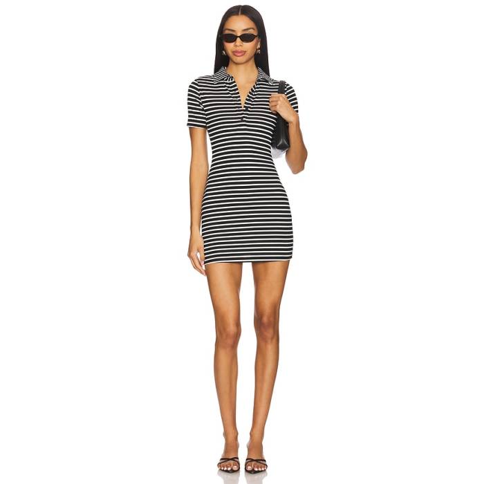 All The Ways 【 Julane Mini Dress Women Black &Amp; White Stripe 】 ドレス レディース 黒色 ブラック 白色 ホワイト Stripe ストライプ｜スニケス