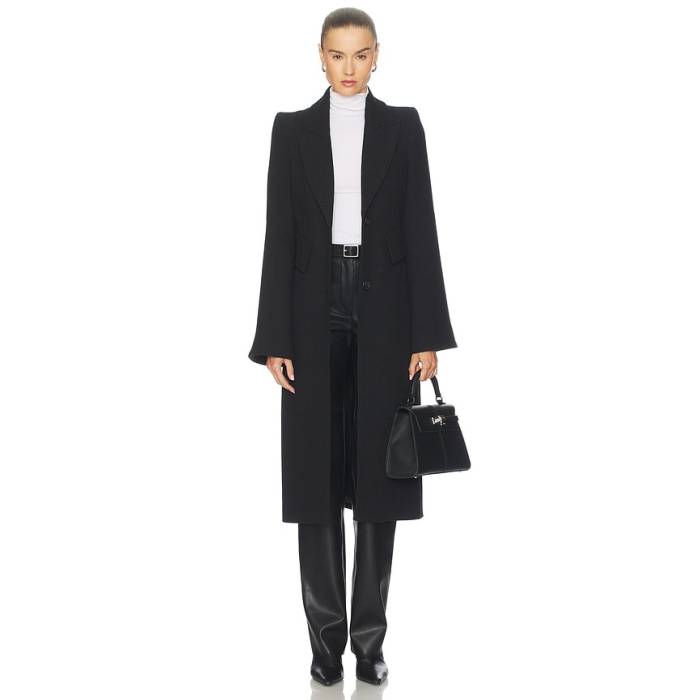 Smythe 【 Pagoda Brando Trumpet Sleeve Coat Women Black 】 Sleeve 捩り レディース 黒いこと 黒いこと