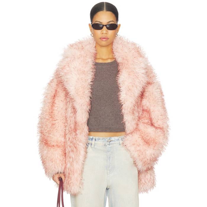 ガニー Ganni 【 Long Pile Alternative Fur Midi Coat Women Mary\u0027s Rose 】 レディース Rose サクラ色