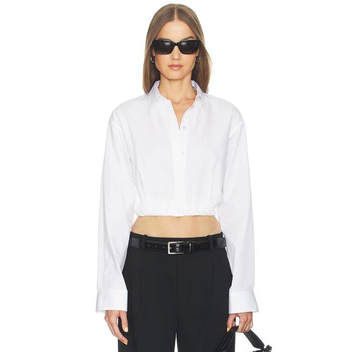 ヘルムートラング Helmut Lang 【 Cropped Gather Shirt Women White 】 レディース 白いこと 白いこと