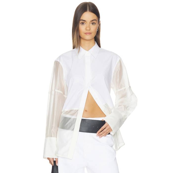 ヘルムートラング Helmut Lang 【 Combo Long Sleeve Shirt Women White \u0026Amp; Soft White 】 Sleeve 衣袂 レディース 白いこと 白いこと