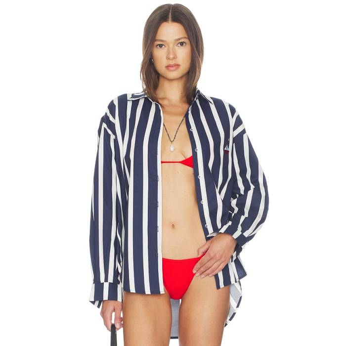 Nau Bikinis 【 Striped Tunic Women Navy \u0026Amp; White 】 レディース 紺色 米国海軍 白いこと 白いこと