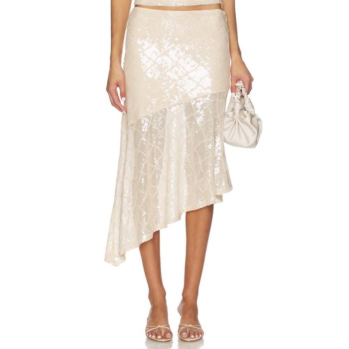 Runaway The Label 【 Eris Sequin Flounce Midi Skirt Women Sand 】 レディース 砂色・サンド｜スニケス 27,495円