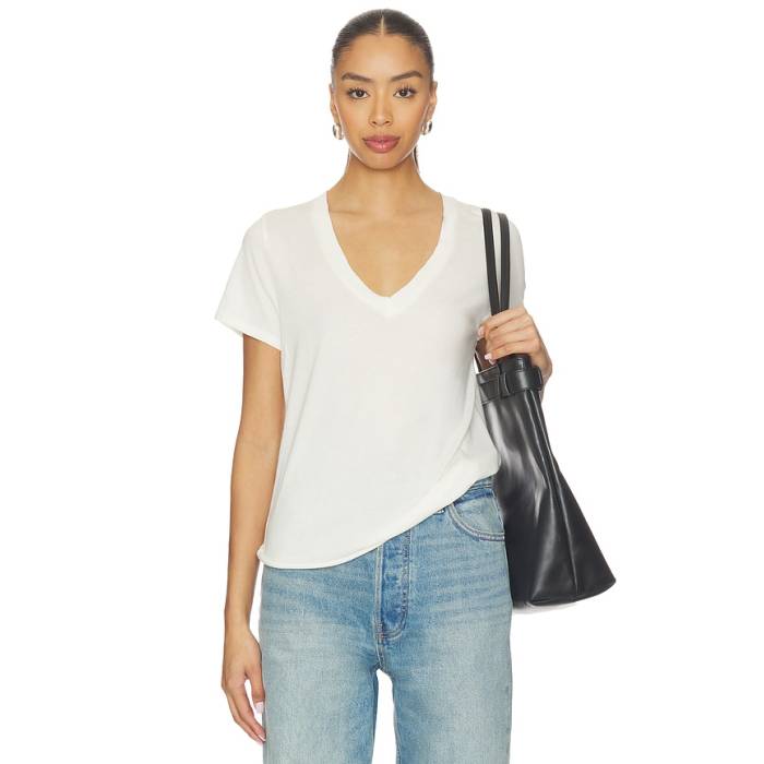 Eterne 【 Cotton V-Neck T-Shirt Women Ivory 】 V素っ首 プルオーバー レディース 象牙色
