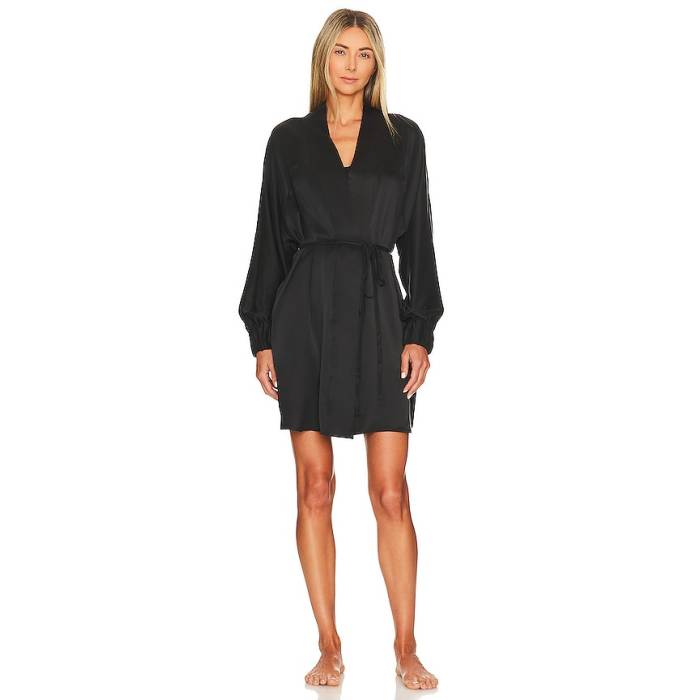 Lunya 【 Washable Silk Robe Women Immersed Black 】 レディース 黒いこと 黒いこと
