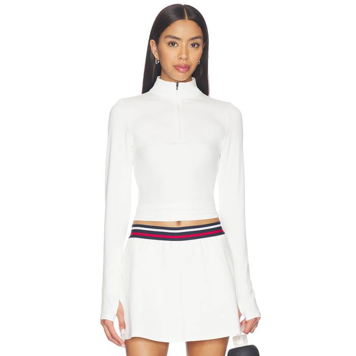 Splits59 【 Stevie Active Rib Half Zip Waist Length Top Women White 】 二分の一 レディース 白いこと 白いこと