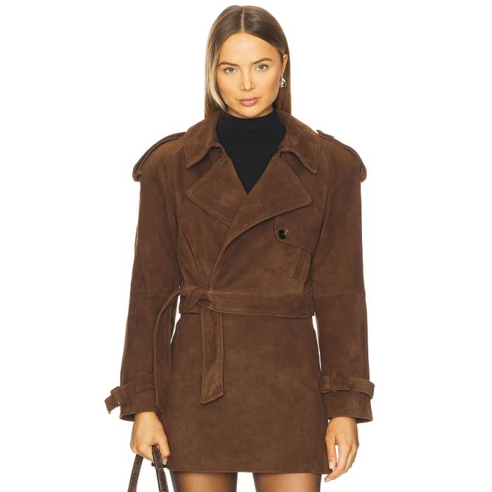 Susanna Chow 【 Natasha Suede Jacket Women Espresso 】 スエード・スウェード Jacket 上衣 レディース コート・ジャケット-レディースファッション