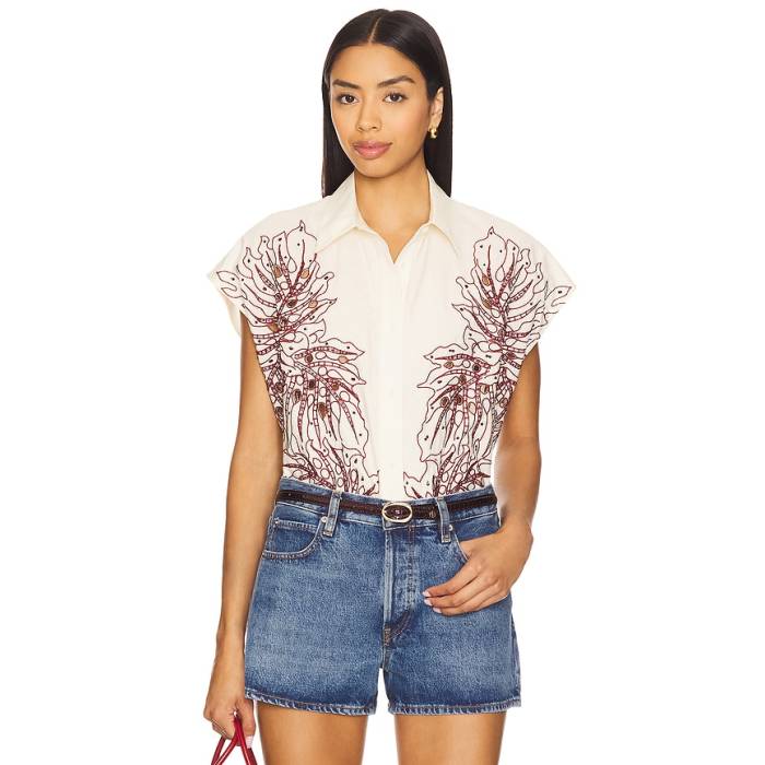 Essentiel Antwerp 【 Hebraska Embroidered Shirt Women Combo Off White 】 レディース 白いこと 白いこと
