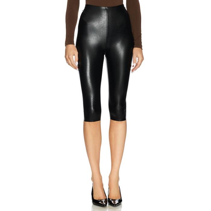 命令すること Commando 【 Faux Leather Capri Legging Women Black 】 なめし革 レディース 黒いこと 黒いこと