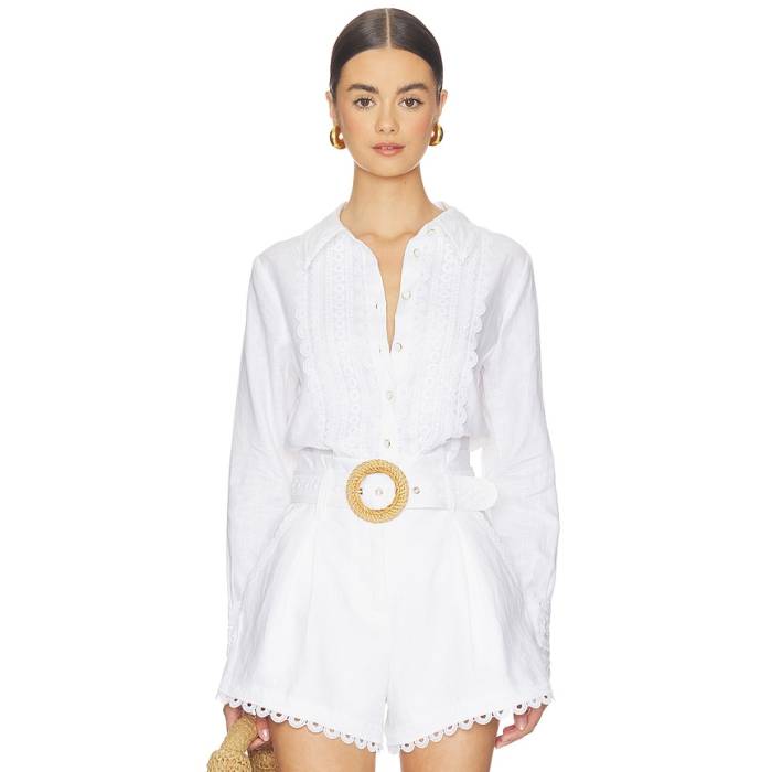 Cara Cara 【 Ideal Shirt Women Lace Inserts White 】 レディース 白いこと 白いこと