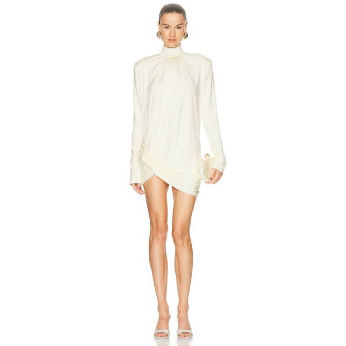 Camila Coelho 【 Nievia Mini Dress Women Ivory 】 お召しもの レディース 象牙色 レディースファッション-ドレス