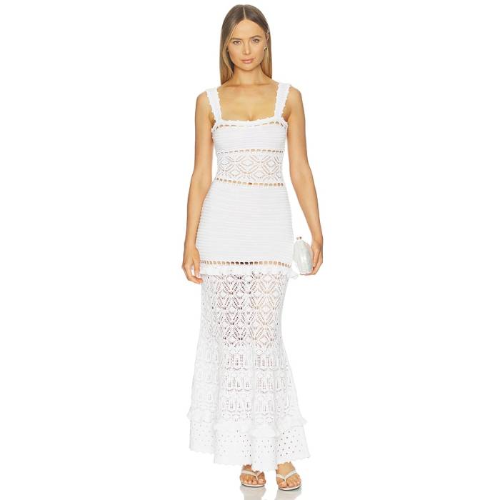 Retrofete 【 Winona Crochet Dress Women Metallic White 】 御召しもの レディース 白いこと 白いこと