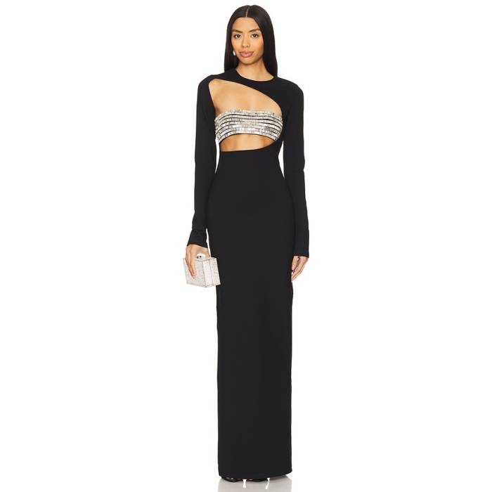 Camila Coelho 【 Gelina Maxi Dress Women Black 】 御召しもの レディース 黒いこと 黒いこと