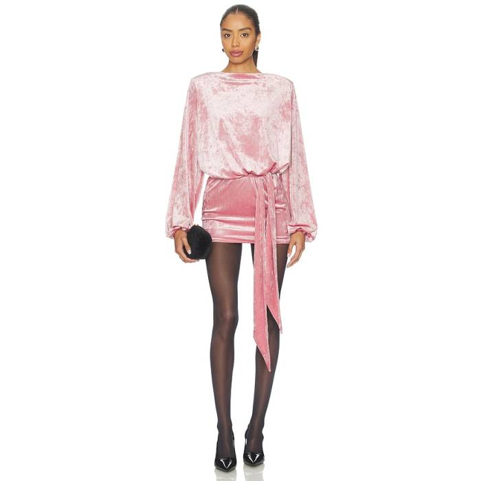 Retrofete 【 Elysia Velvet Dress Women Vintage Rose 】 御召しもの レディース vintage ビンテージ・ヴィンテージ Rose さくら色