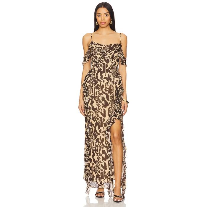 Shona Joy 【 Goldie Ruffle Cowl Maxi Dress Women Animal Effect 】 ドレス レディース|スニケス