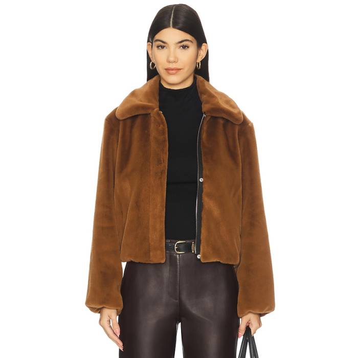 行動論理 Theory 【 Faux Fur Jacket Women Wood 】 Jacket 上衣 レディース レディースファッション-コート・ジャケット