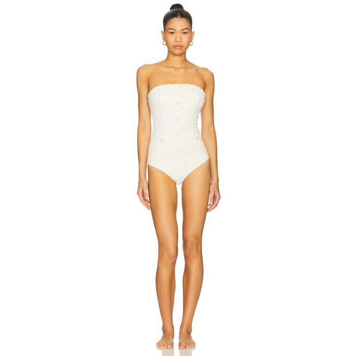 Simkhai 【 Natalie Strapless One Piece Swimsuit Women Ivory 】 水泳着 レディース 象牙色