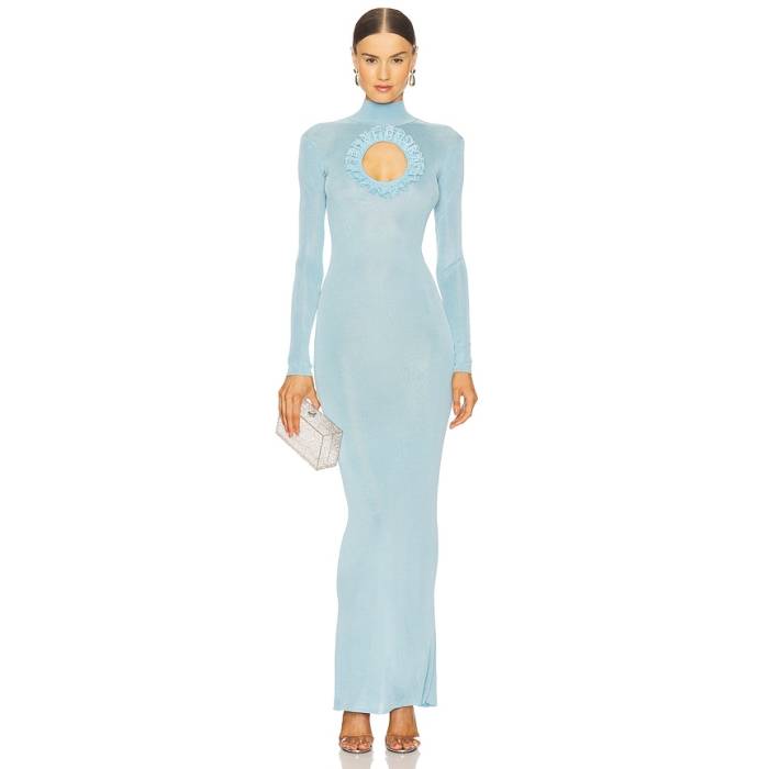 Self-Portrait 【 X Christopher Kane Knit Cut Out Maxi Dress Women Blue 】 編み物 お召しもの レディース 青み 青色