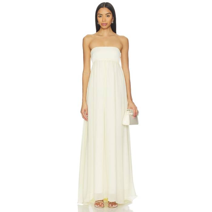 Posse 【 Solene Strapless Dress Women Butter Yellow 】 御召しもの レディース yellow 黄味がかった・黄色