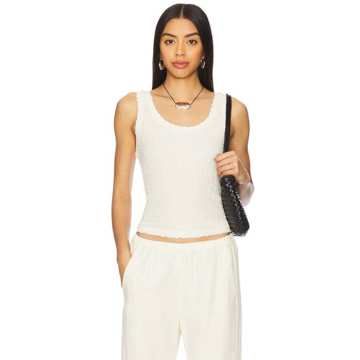 Enza Costa 【 Puckered Tank Top Women Vanilla 】 貯蔵タンクとっ始め レディース