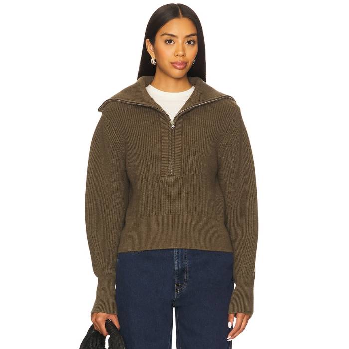 バーリー Varley 【 Maura Half Zip Rib Knit Women Olive Night 】 ハーフ ニット レディース olive オリーブ ナイト｜スニケス