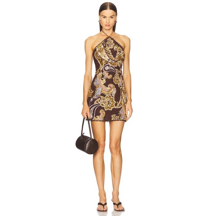 Hemant And Nandita 【 Halter Neck Mini Dress Women Brown 】 お召しもの レディース 赤銅色 赤銅色