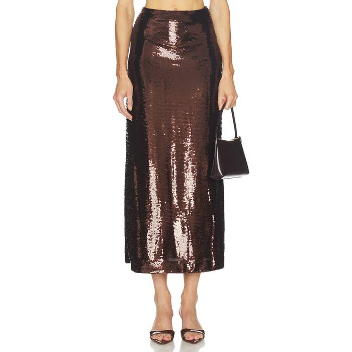 L'academie 【 By Marianna Veleda Sequin Maxi Skirt Women Dark Brown 】 レディース 茶色 ブラウン|スニケス