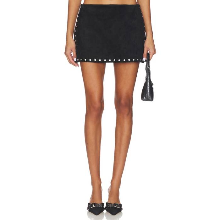 アマンダアプリチャード Amanda Uprichard 【 Nirvana Suede Skort Women Black 】 スエード・スウェード レディース 黒いこと 黒いこと